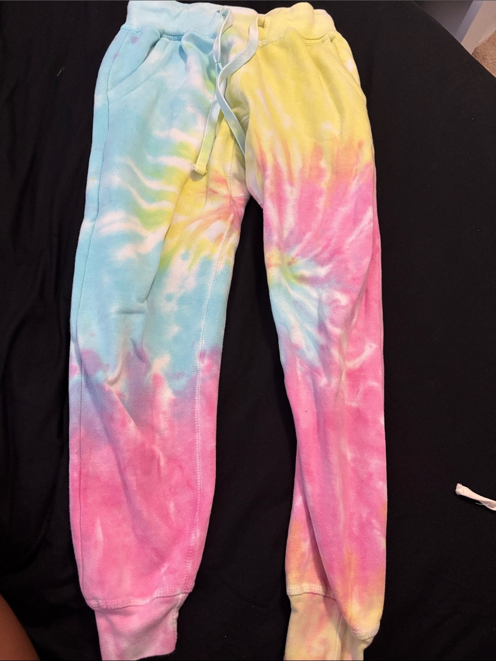 Kids Tie-Dye Fleece Joggers - Pastel Pink, Blue & Yellow